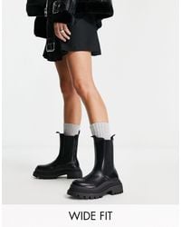 Truffle Collection Chunky Heeled Sock Boots in Black | Lyst