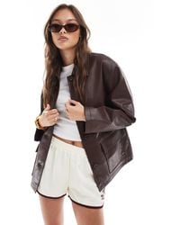 ASOS - Leather Look Harrington Jacket - Lyst