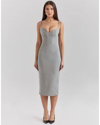 House Of Cb - Kiki Mesh Panelled Bodycon Midi Dress - Lyst