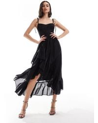 & Other Stories - Midaxi Dress With Spaghetti Straps And Asymmetric Ruffle Hem - Lyst