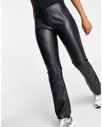 ASOS Low Rise Leather Look Seamed Flare - Black