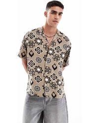 Jack & Jones - Overhemd Met Reverskraag, Geometrische Print En Korte Mouwen - Lyst
