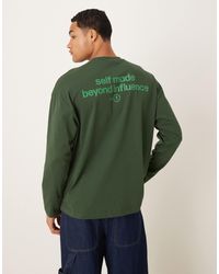 ASOS - Oversized Long Sleeve T-shirt With Tonal Text Print - Lyst