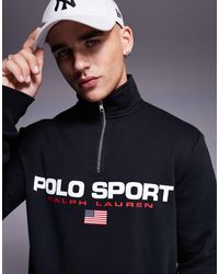 Polo Ralph Lauren - Sports Capsule Half Zip Logo Sweatshirt - Lyst