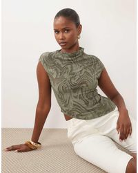 ASOS - Burnout Swirl High Neck Top - Lyst