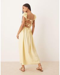ASOS - Robe mi-longue avec encolure carrée, manches courtes et cordon - Lyst