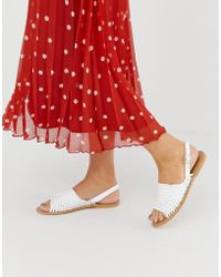 ASOS Fraction - Flache, gewebte Ledersandalen - Weiß