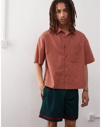Collusion - Chemise à manches courtes coupe carrée en aspect lin - rouille - Lyst
