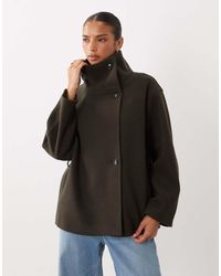 Gina Tricot - Short High Funnel Neck Jacket With Wool - Lyst