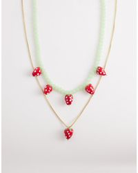 Accessorize - Glass Beaded Strawberry Fruit Necklace - Lyst
