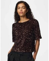 Pieces - Short Sleeved Top - Lyst