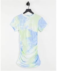 The Couture Club Tie Dye Ruched Side Mini Dress - Blue