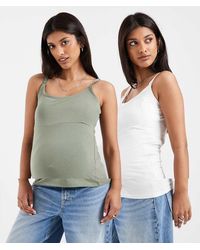Mama.licious - Pack De 2 Camisetas De Color Caqui Y Blanco Con Diseño Para Lactancia Doble De Mamalicious Maternity - Lyst