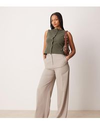 ASOS - Pantalones De Sastre Color Visón A Rayas Holgados De Tall - Lyst