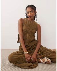 Mango - – snake – ärmelloses, gerafftes trägertop - Lyst