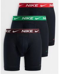 Nike - Dri-fit Ultra Comfort 3 Pack Long Boxer Briefs With Green/brown/red Waistbands - Lyst