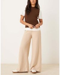 ASOS - Pantalones Marrón Topo Claro De Pernera Ancha De Tejido Suave De (Parte De Un Conjunto)-Neutro - Lyst