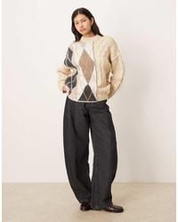 ASOS - Patched Argyle Cable Mix Jumper - Lyst