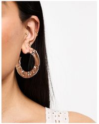 Mango - Half Moon Textured Earrings - Lyst