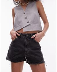 TOPSHOP - Denim A-line Mom Short With Rips - Lyst