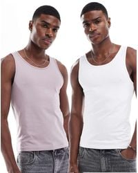ASOS - Set Van 2 Basic Muscle Fit Hemdjes - Lyst