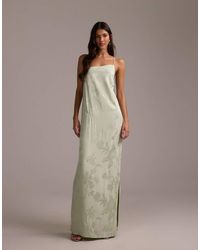 ASOS - Bridesmaids Asymmetric Drape Jacquard Cami Maxi Dress - Lyst