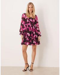 Lovedrobe - Long Sleeve Faux Wrap Mini Dress - Lyst