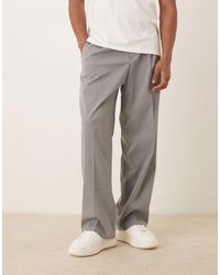 ASOS - Pantalon habillé d'ensemble à coupe ample et fines rayures avec taille élastique - Lyst