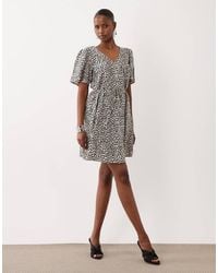 Vila - Tie Waist Polka Dot Mini Dress - Lyst