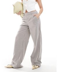 Object - Pantalones De Sastre Marrones Y Blancos A Rayas De Pernera Ancha De -Marrón - Lyst