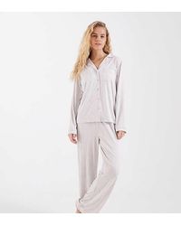 Loungeable - Super Soft Jersey Revere Top And Trouser Set - Lyst