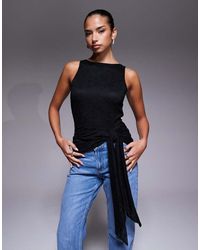 AFRM - Lace Sleeveless Knot Drape Detail Open Back Top - Lyst
