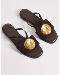 Nobody's Child - Real Suede Metal Disc Detail Slip On Sandals - Lyst