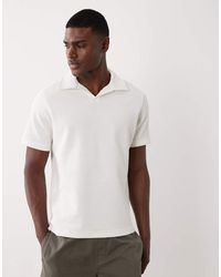 Mango - Cotton Rich Textured Knit Revere Neck T-shirt - Lyst