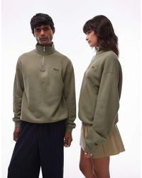 Lacoste - Signature Quarter Zip Logo Sweatshirt - Lyst