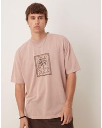 ASOS - Oversized Linen Look T-shirt With Palm Graphic - Lyst