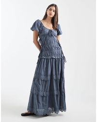 Missguided Peace And Love Embellished Maxi Dress With Side Split in  Metallic | Lyst
