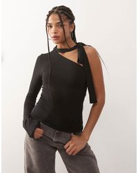 Weekday - One Shoulder Halter Neck Long Sleeve Top - Lyst