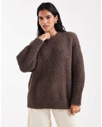 ASOS - Oversized Boucle Jumper With Curved Hem - Lyst