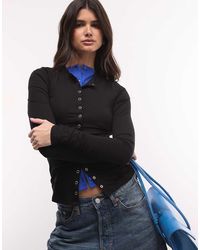 Weekday - Slim Fit Button Front Long Sleeve Top - Lyst