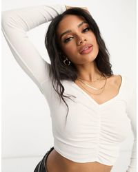 ASOS - Ruched V Front And Back Crop Top - Lyst
