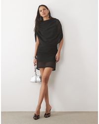 Aware - Sleeveless Boat Neck Mini Dress With Cape Detail - Lyst