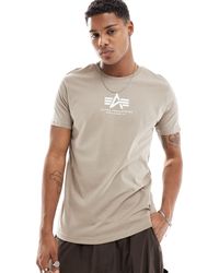 Alpha Industries - Alpha - t-shirt color sabbia vintage con logo sul petto - Lyst