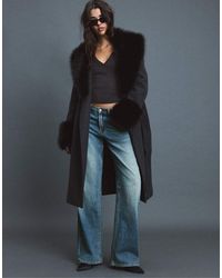 Stradivarius - Mid-length Coat With Fur Collar - Lyst