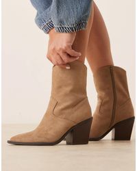 ASOS - Remedy - santiags à talons en suédine - taupe - Lyst