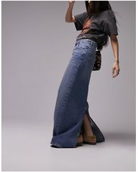 TOPSHOP - Jupe longue taille basse en jean style années 2000 - moyen - Lyst