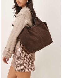 ASOS - Suede Pinched Handle Scoop Tote Bag - Lyst