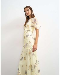TOPSHOP - Chiffon Maxi Dress With Pintuck Details - Lyst