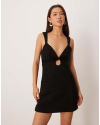 For Love & Lemons - For Love & Lemons Boucle Open Back Velvet Bow Detail Mini Dress - Lyst