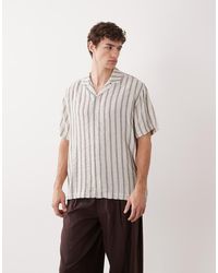 ASOS - Relaxed Revere Textured Stripe Shirt - Lyst